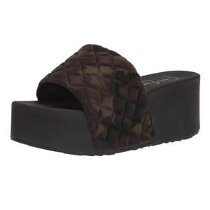 Jessica Simpson Women's Faille Wedge Sandal 6 Green Combo